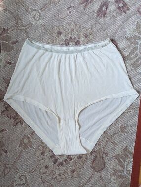 VTG 40s Blue Swan "Minikins" Rayon Panties High Waist Off White M
